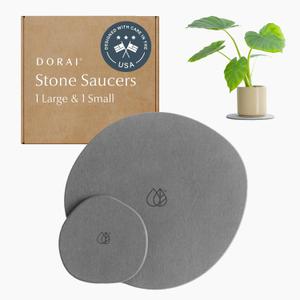 Dorai Stone Plant Pot Saucer  1 Large and 1 Small Diatomite Water-Catching Trays for Indoor Plants
