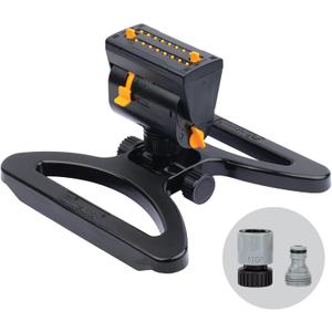 Melnor 65131AMZ MiniMax Turbo Oscillator Sprinkler, 4000 sq. ft., 4-Way Adjustable, Quick Connect Bundle, Black, Yellow