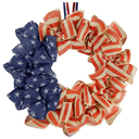 Sggvecsy 18Inch 4th of July Patriotic Day Wreath for Front Door America Patriotic Flag Burlap Summer Patriotic Decorations with Red Stripe Blue Star for Independence Day Memorial Day Veterans Day