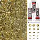 31000Pcs Metallic Gold Rhinestones for Bedazzling, Bedazzler Kit with Flatback Rhinestones for Clothes Crafting Crafts Nails, 2,3,4,5,6mm Flat Back Resin Crystal Bedazzling Kit with B 7000 Glue Clear