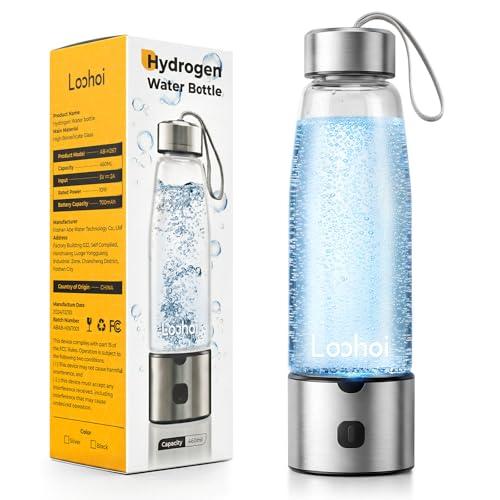 LOOHOI Hydrogen Water Bottle, Upgraded Hydrogen Generator with SPE/PEM Tech,16oz Portable Hydrogen-Rich Water Maker,Fast Hydrogen Production,Rechargeable Health Water Cup for Home Office Travel