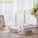 NUPTIO Candle Stick Candle Holder: Set of 20 Short Taper Candlestick Holders Bulk Small Modern Glass Tapered Candleholders for Wedding Christmas Holiday Centerpiece