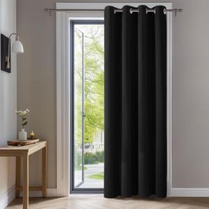 Deconovo Blackout Curtain Panel – Solid Grommet Top, Thermal Insulated & Energy‑Saving, Machine‑Washable Room Darkening Window Treatment for Bedroom & Living Room, 1 Panel, Black, 42W x 63L