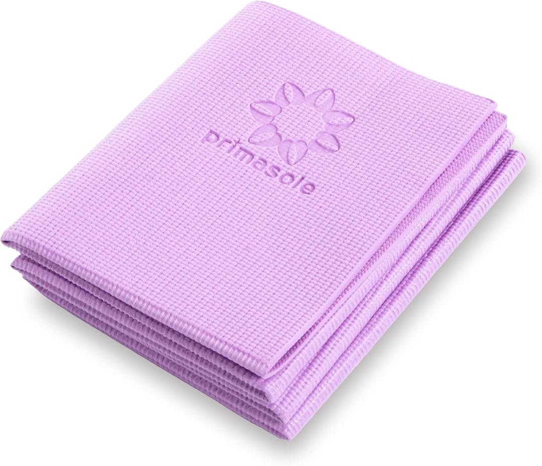 Folding Yoga Travel Pilates Mat Foldable Easy to Carry to Class Beach Park Tear resistant Travel Picnics 4mm Thick 9 Colors (Quartz Purple)