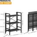 Homeiju Folding Bookshelf No Assembly, 3 Tier Bookcase Foldable Shelf with X-Bracket Design, Adjustable Feet, Space Saving Storage for Living Room, Office, 23.6"W x 11.8"D x 33.8H
