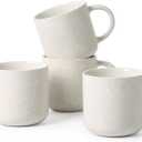 MONITO 12 OZ Coffee Mugs Set of 4, Modern Ceramic Coffee Mugs Set with handle for Tea/Latte/Cappuccino/Milk/Cocoa.White.
