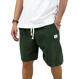 PLEPAN Mens Corduroy Shorts Casual 5/7 Inch Inseam Elastic Waist Drawstring Summer Beach Short M