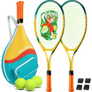 AboveGenius Kids Tennis Racket Set, 25 inch Tennis Racket for Toddler Youth Starter Kit, 3 Balls, 2 Lightweight Racquets with Easy Carrying Shoulder Strap Bag