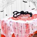 2 x Kinlop 9 Pcs Spider Party Table Decorations, 54 x 108 Inch Disposable Plastic Spider Tablecloth, Spiderweb, 6 Pcs Spiders and Cotton, Holiday Table Centerpieces Decor for Spiders Party Supplies