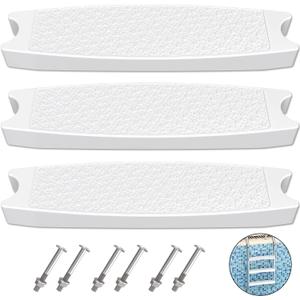 Goovilla Pool Ladder Steps Replacement, (3-Pack) 18" Universal Heavy-Duty Molded Plastic Swimming Pool Ladder Rung Step with 6 PCS Stainless Steel Bolts for Inground and Above Ground Pools, White