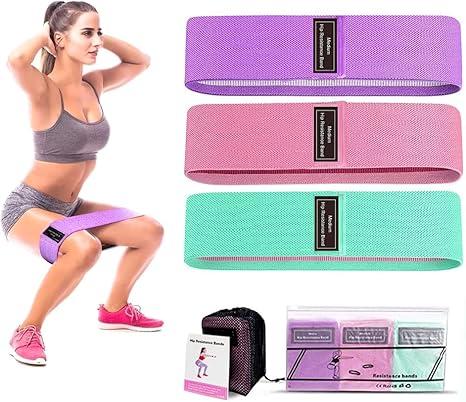 Resistance Bands for Legs and Butt, Fabric Exercise Loop Bands Yoga, Pilates, Rehab, Fitness and Home Workout, Strength Bands for Body