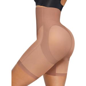 SHAPELLX Shapewear for Women Tummy Control High Waist Shaping Butt Lifting Shorts Seamless Slimmer Womens Body Shaper Panties (Medium, Brown)
