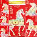 9 x Red Envelopes Chinese New Year Of The Horse 2026,, Lucky Money Envelopes For Lunar New Year,Heavy Duty Li Xi Hongbao With 6 Gold Embossed Patterns Colorful 36Pcs Large Glitter