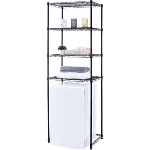 Zvyteay 4 Tier Mini Fridge Shelf Adjustable Height Storage Shelf Metal Storage Rack Mini Fridge and Microwave Stand for Dorm, Kitchen, Office, Black