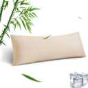 Body Pillowcase, Cooling Viscose from Bamboo Pillow Cover with Zipper Closure, Soft Moisture-Wicking for Hot Sleepers, Hair and Skin-Friendly, Light Khaki, 1 Pack