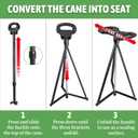 ALEVMOOM Walking Cane with Seat Folding Lightweight, 2-in-1 Cane Stool for Adults, Aluminum Walking Stick with Seat, Stick Chair Portable Stool for Senior