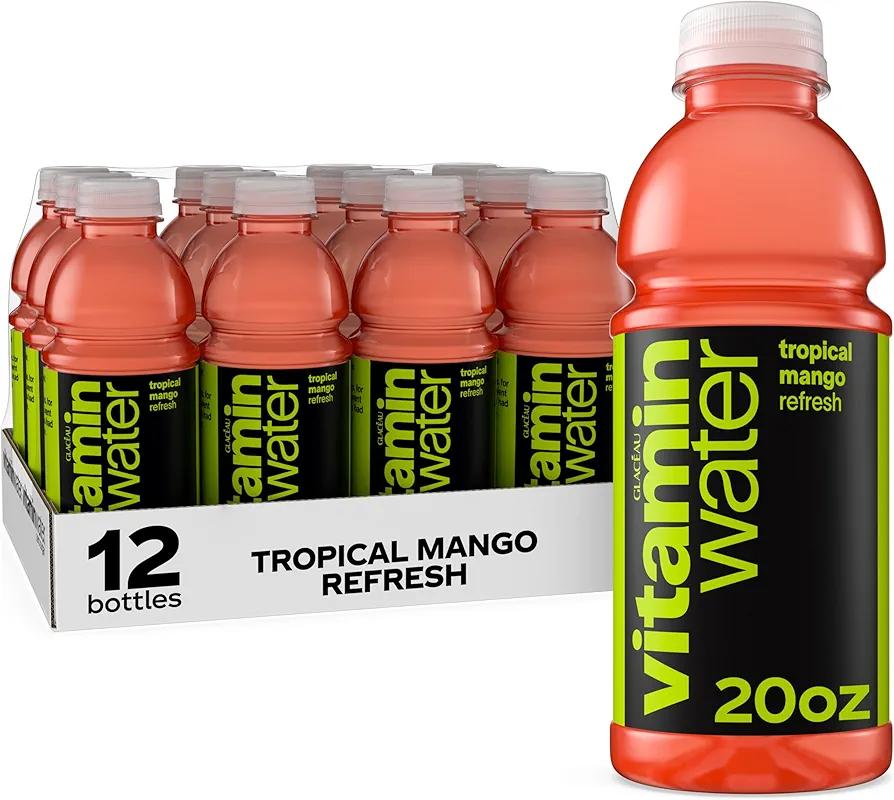 vitaminwater Refresh Tropical Mango Nutrient Enhanced Flavored Water Beverage, 20 fl oz Bottles, 12 Pack (BBD 12/01/25)