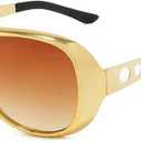 50s 60s Disco Sunglasses Golden Celebrity Costume Glasses for Halloween Cosplay Dress Up