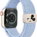 Braided Cartoon Magnetic Clasp Band Compatible with Apple Watch Bands 40/38/41/42/44/45/46/49mm Women Men, Stretchy Elastic Nylon Woven Strap for iWatch Series 11 10 9 8 7 6 5 4 SE/Ultra 3 2 1 (Slate Blue)