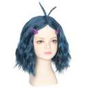 Miss U Hair Short Wavy Deep Blue Wig with Hairpins Center Part Kids Child Fun Anime Cosplay Wig