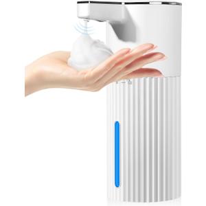 Automatic Soap Dispenser Foaming Touchless: 14oz Plastic - 4 Level Adjustable Wall Mount Foam Rechargeable Electric Auto Smart White Soap Dispenser - Bathroom Kitchen Hand Dish Lotion