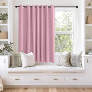 NICETOWN Blackout Curtains 63 inches Long for Living Room Bedroom, Grommet Thermal Insulated Room Divider Drape Window Treatment for Sliding Patio Door, W100 x L63, 1 Panel, Rouge Pink