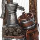 Alpine Corporation ZEN576S 24" Indoor/Outdoor Floor Water Pump and Barrel Fountain with Rustic Design  Water Feature for Garden, Patio, and Yard Dcor, Brown