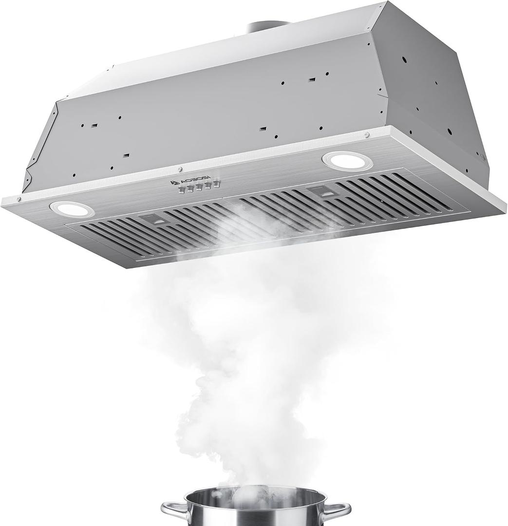 30 Inch Range Hood Insert, 900 CFM Built-in Kitchen Hood with Push Button