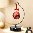 Electric Rotating Ornament Display Stand, Metal Ornament Hangers Stands, Christmas Ornaments Holder for Crafts, Crystal Glass Balls, Baubles, Xmas Gift & Tabletop Decorations(Moon Style)