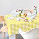 2 Pack Yellow Gingham Tablecloth 54  108 Inch Yellow and White Checkered Table Cloth Plastic Rectangle Table Cover for Picnic Birthday Baby Shower Party Gingham Tablecloth Diaposable