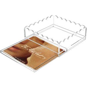 Acrylic Trays for Needlepoint 6" x 6", OUPSAUI Scalloped Acrylic Tray with Drawer for Insert Needlepoint, Photos, Art, Fabric, Napkin, Messages Display Basket, Decorative Tray Gift for Home Office