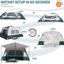 8 Person Instant Cabin Tent, Easy 60 Second Setup Family Tents for Camping, Pop up Camping Tent, Large Waterproof Tents for Outdoor Camping, Spacious Interior, Upgraded Ventilation