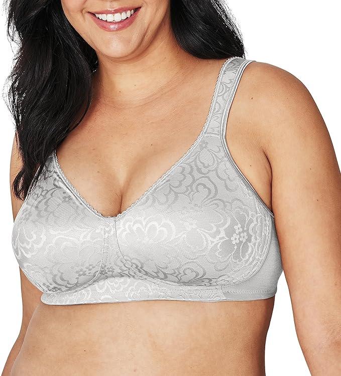 Playtex Women's Wireless Bra, 18 Hour Plus-Size Bras, Ultimate Lift, Moisture-Wicking, Single or 2-Pack (48DDD, Crystal Grey)