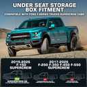 Rear Truck Underseat Storage Box, Fit 2017-2026 Ford F-250 F-350 Super Duty and 2015-2026 Ford F-150 SuperCrew Crew Cab Heavy Duty Rear Under Back Seat Box Organizer, Anti Slip