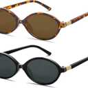 BOTEN Retro Oval Sunglasses for Women Men Small 90s Sun Glasses Trendy Round Shades Cute Designer Sunnies