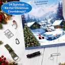 Survival Kit Advent Calendar 2025, 24 Days Christmas Countdown Calendar Emergency Survival Tool for Men Teen Adult, Survival Gear Xmas Surprise Gifts for Outdoor Camping Fishing Hunting Adventure