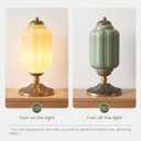 Milk Glass Table Lamp, Green, 15" | Modern Farmhouse Design, Antique Brass Finish Base, Desk Light for Living Room & Bedroom Decor