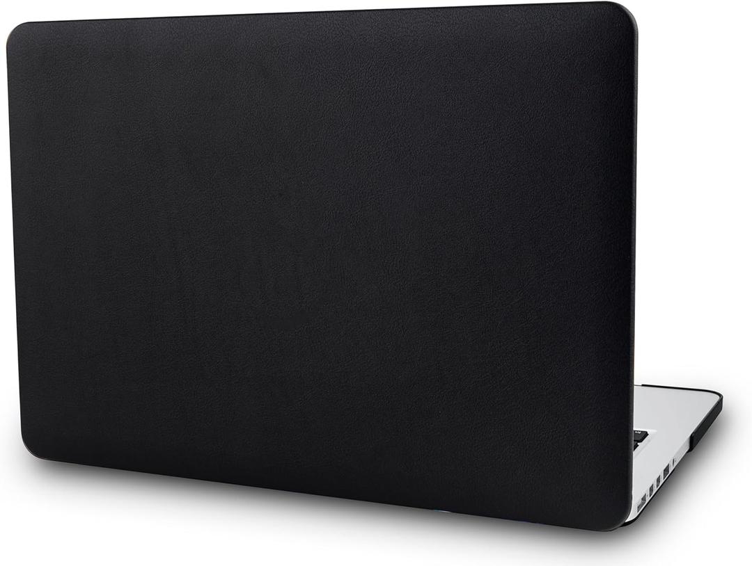 KECC Compatible with MacBook Air 13 inch Case 2026 2025 2024-2022 Release M5 M4 M3 M2 Chip A3449 A3240 A3113 A2681 Italian Leather Hard Shell for MacBook Air 13.6 inch, Black Leather