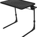 Table-Mate II Plus TV Tray Table - Folding Couch Trays for Eating, Portable Bed Dinner Adjustable TV Table with 3 Angles, Cup Holder, Black (15"D x 21"W x 29"H)