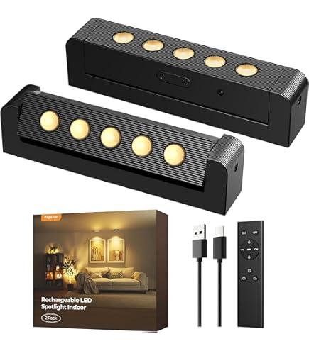 Spotlights Indoor with Daily Auto Timer, 5500mAh Rechargeable Plant Lights, Wireless Uplighting with Remote, 3CCT & Dimmable, Display Lights for Painting, Artwork, Plants, Accent Lighting