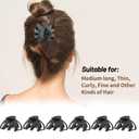 2.8 Inch Medium Octopus Hair Clips for Women, Black Matte Hair Claw Clips for Thin Fine Hair, Strong Hold Non-slip Spider Hairclips Jaw Clip