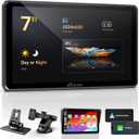 CARPURIDE 7 Inch Carplay Screen for CarWired/Wireless CarPlay Screen for Apple CarPlay & Android Auto, Mirror, Siri, Bluetooth, Navigation, External MIC Port, TF Card/USB Playback