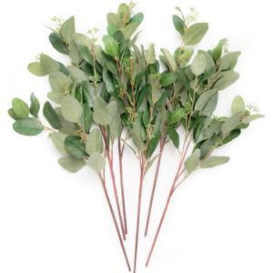 Ling's moment Artificial Plants Eucalyptus Seeds Branches,6Pcs 12" Tall Fake Greenery Filler w/Stems, Realistic Texture Spray Plant Decor for Wedding Bouquets/Table Centerpieces, Room/Office/Outdoor