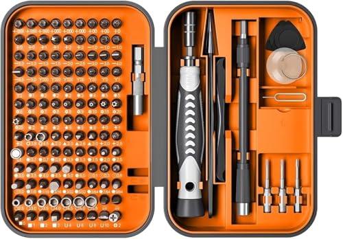 RARTOP Precision Screwdriver Set, 130 in 1 with 120 bits Repair Tool Kit, Magnetic Screwdriver Set with mini built-in box for Electronics iPhone Jewelers Game Console (130-IN-Orange)
