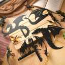 MorningRo 4 Pcs Dragon Door Frame Decoration Set Black Metal Themed Corner Sign Bathroom Wall Art Decor for Indoor Outdoor Door Window Home Office