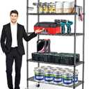 YNN Storage Shelves,1750Lbs 5 Tier Heavy Duty Metal Rolling Shelving Unit with Wheels & 8 Hooks, Adjustable Garage Wire Rack for Kitchen, Bathroom,Industrial,Pantry(36" W x 14" D x 72" H,Black)