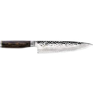 Shun Premier 8" Chef's Knife, Handcrafted Japanese Kitchen Knife for Professional and Home Chefs, VG-MAX Core with Damascus Stainless Steel Cladding, Pakkawood Handle (Brown)