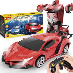 Transform Remote Control Car Toy for Kids 4 5 6 7 8, Remote Control Car for Boys 4-7, Transform Cars for Boys 4-6, Toy Car 5 Year Old Boy, Toys for 3 4 5 6 7 8 9 10 11 12 Years Old Boy (Red)