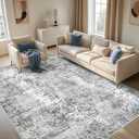 DEXIDUO 8x10 Area Rugs for Living Room - Washable Large Modern Abstract Rugs Soft Neutral Non Slip Ultra Thin Stain Resistant Indoor Carpet for Bedroom Dining Room Home Office, Grey