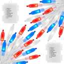 Brightown Red White Blue Battery Operated Mini String Lights with 8 Modes- 2 Pack 18 Feet 50 LED Independence Day Decoration Waterproof, Timer for Patriotic Xmas Holiday Party Outdoor Indoor